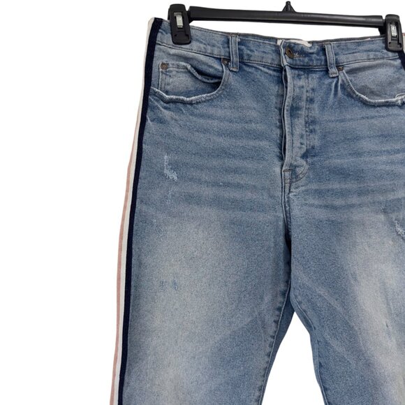 Pistola Women Striped Side Denim Slim Button Fly Jeans SZ 31 Light Wash Mid-Rise - Picture 15 of 16